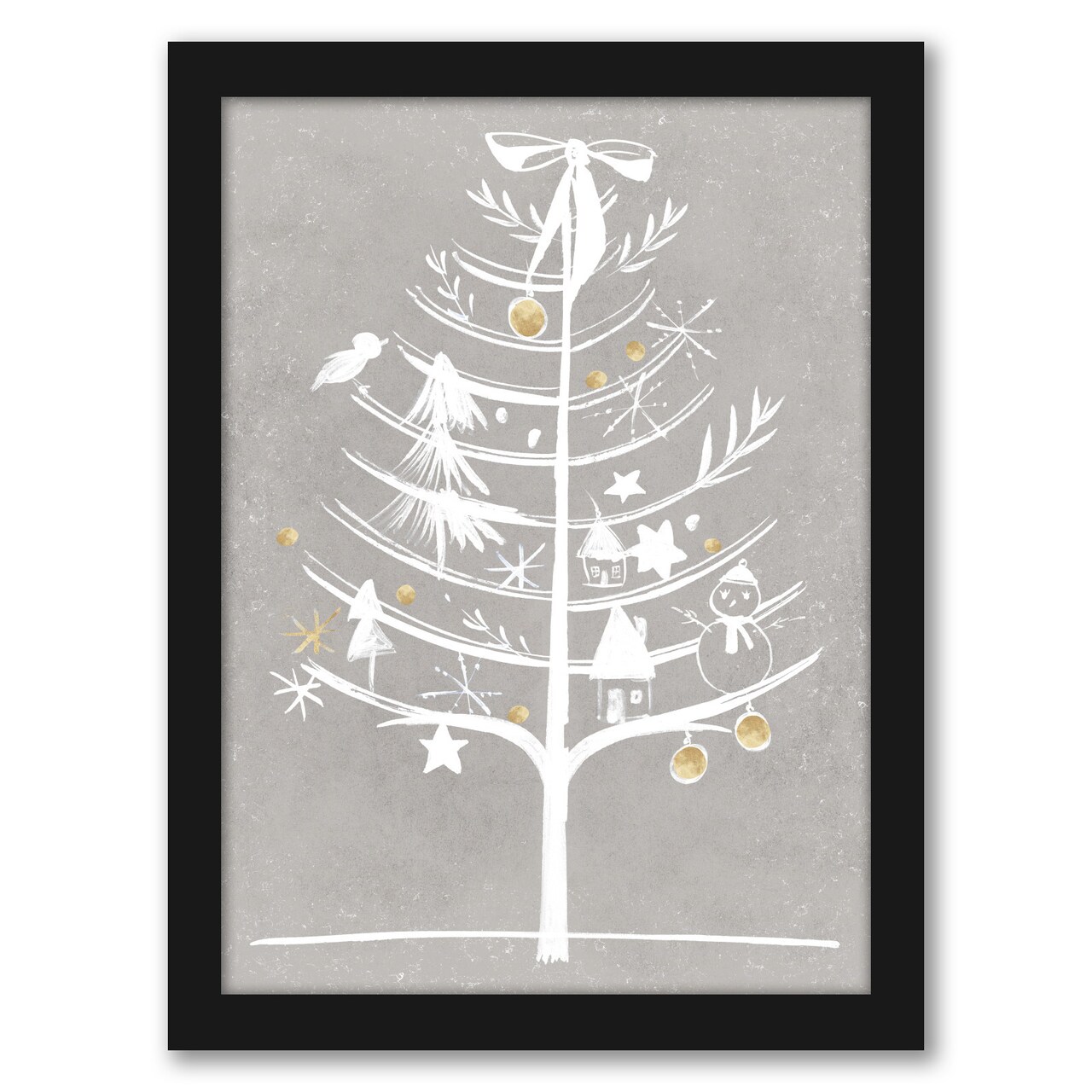 8&#x22; x 10&#x22; White Ornament Tree Ii by Pi Holiday Black Framed Print Wall Art - Americanflat - Americanflat